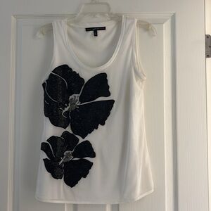 White House Black Market Sequined Floral Sleeveless Top Sz XS